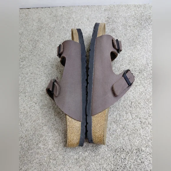 Birkenstock Women Size 37/6 Us Narrow Brown Sandals with Buckle Detail - Picture 6 of 10